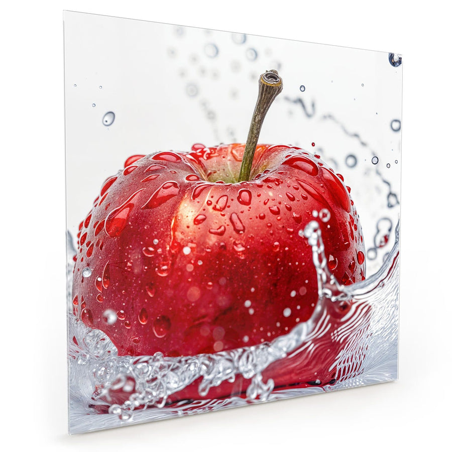 Maße Küchenrückwand Roter Apfel im Spritzer aus Glas