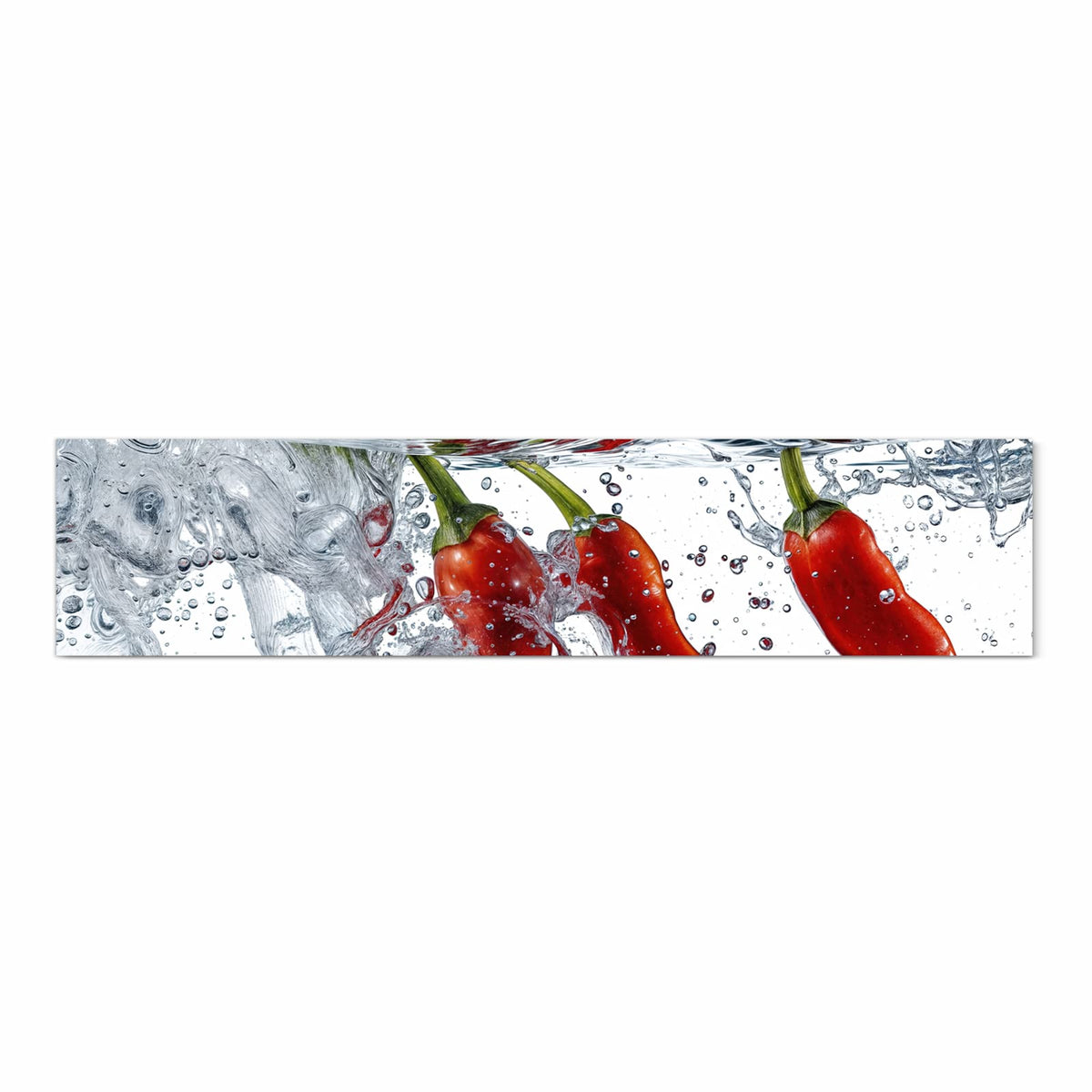 Bodenschonender rutschfester Küchenteppich mit Motiv Chilis im Wasser in Frontansicht