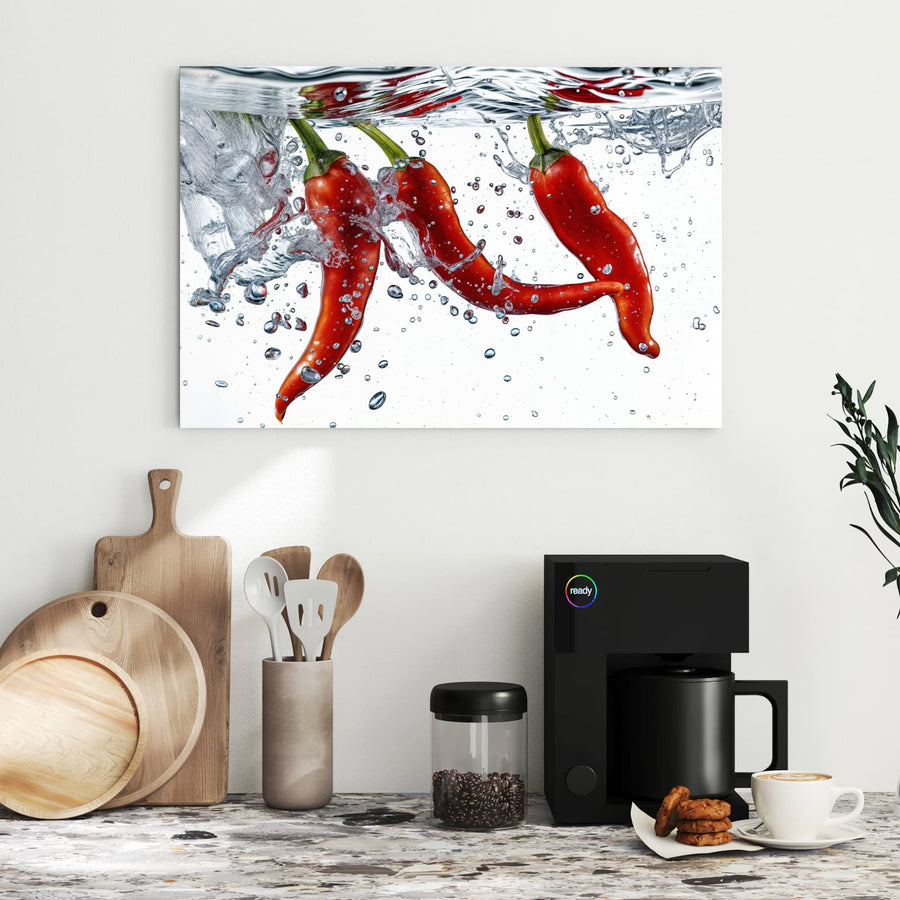 Maße Metall Magnettafel - Drei Chilis im Wasser