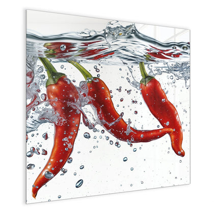 Magnettafel mit dem Motiv Drei Chilis im Wasser