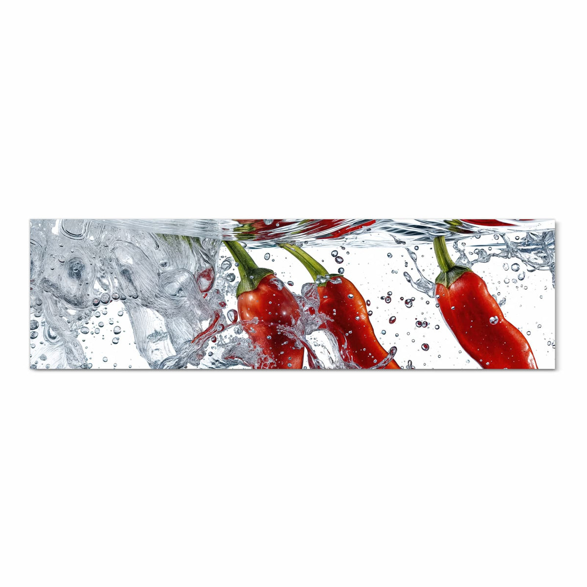 Formstabiler rutschfester Küchenteppich mit Motiv Chilis im Wasser in Frontansicht