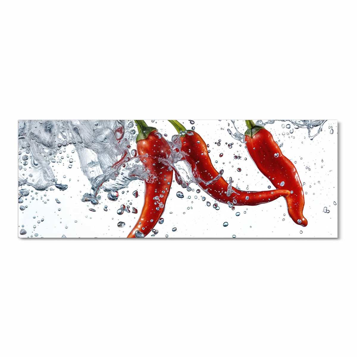Zeitsparender Bodenläufer Teppich mit Motiv Chilis im Wasser in Frontansicht