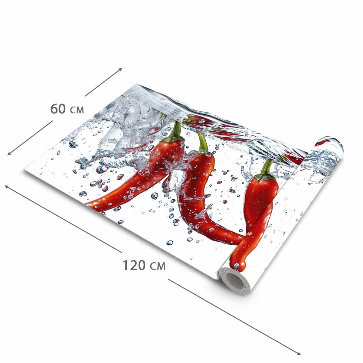 Komfortabler Küchenläufer mit Motiv Chilis im Wasser in der Grösse 60x240 cm