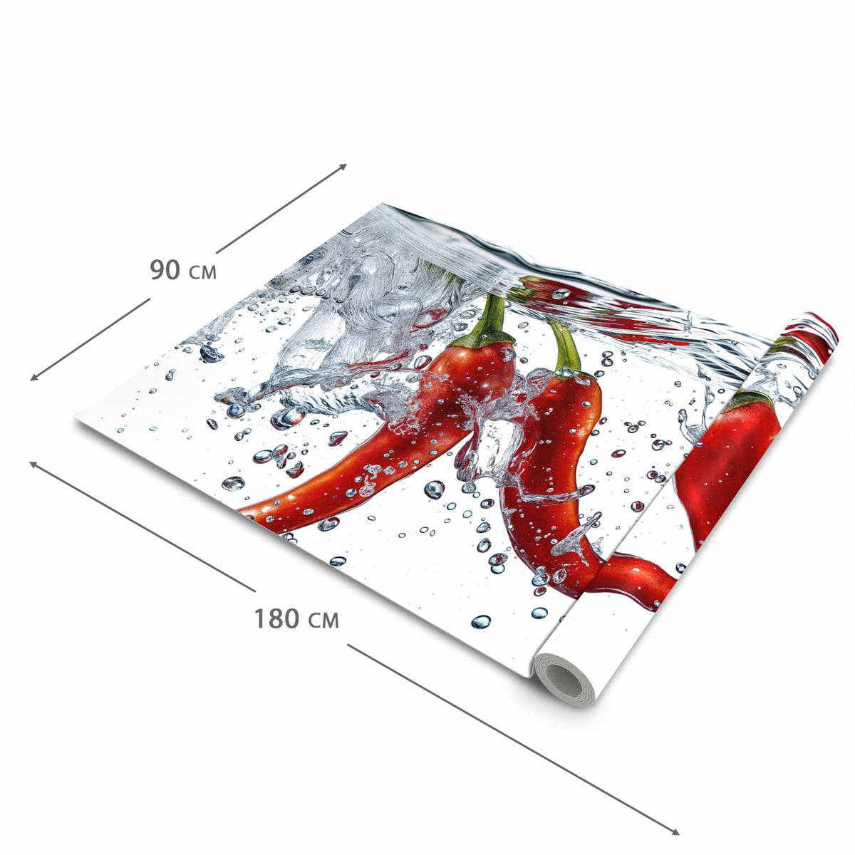 Ordnungsschaffender Küchenteppich mit Motiv Chilis im Wasser in der Grösse 60x270 cm