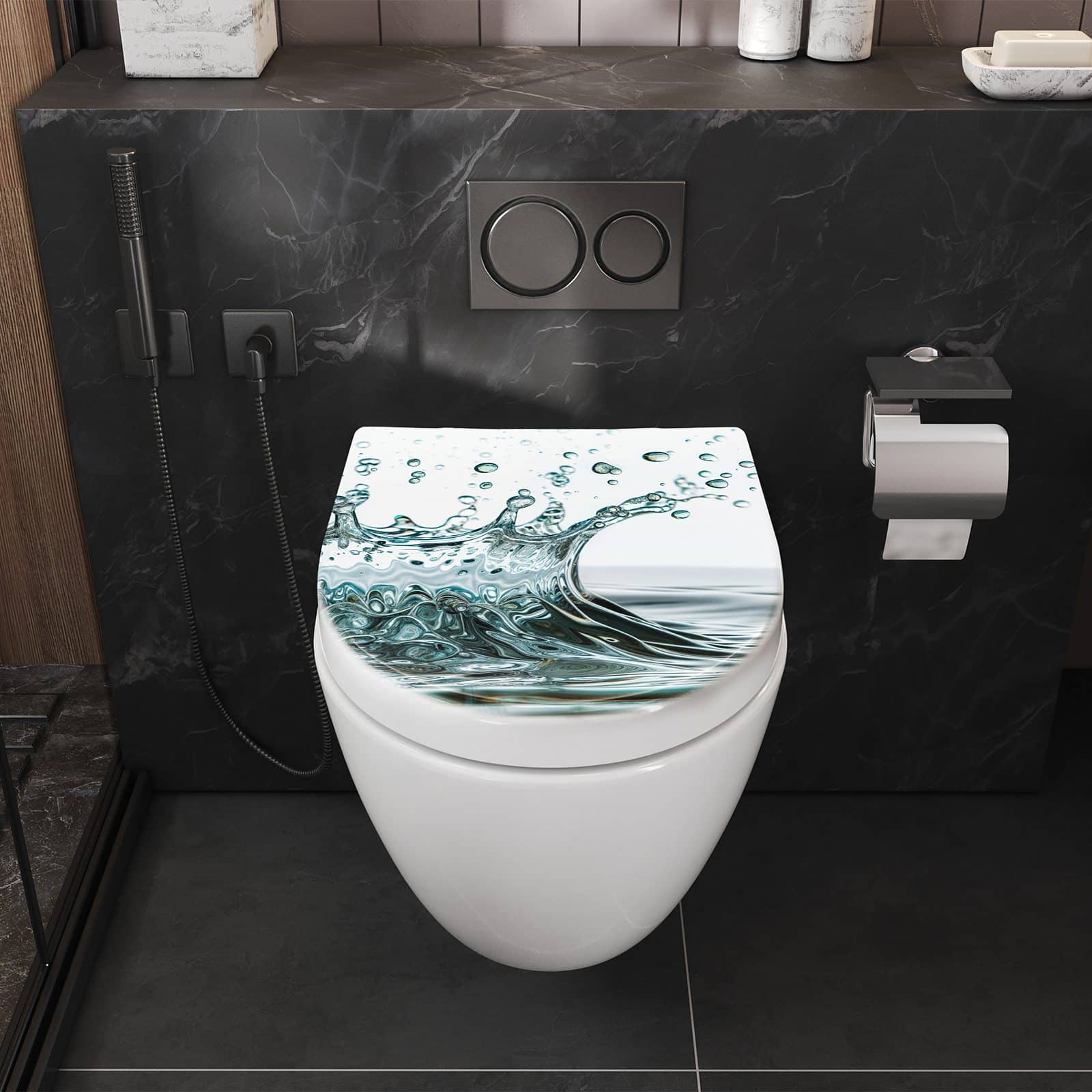WC-Sitz mit Absenkautomatik Wassertropfen Splash