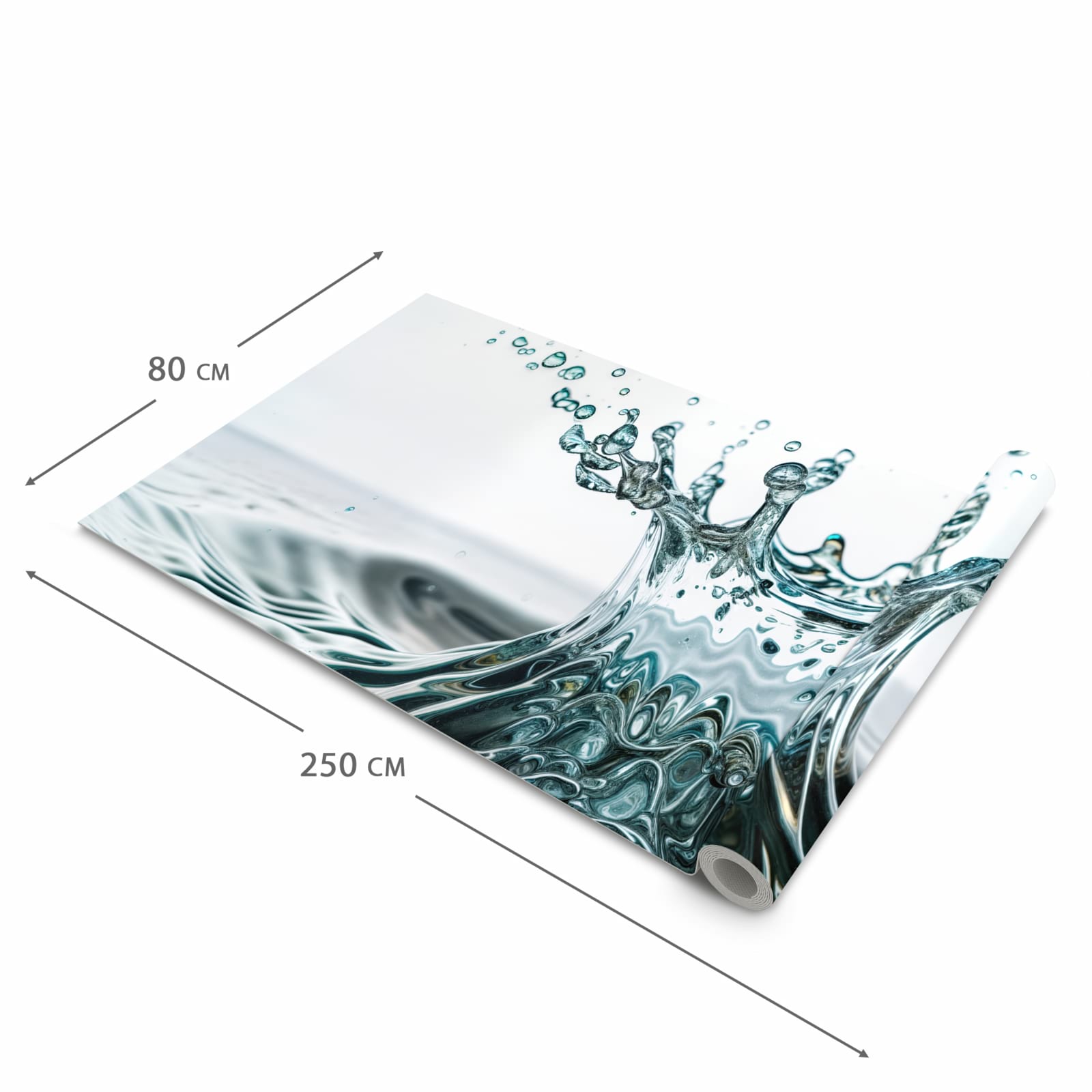 Schmutzabweisender rutschfester Küchenteppich mit Motiv Wassertropfen Splash in der Größe 60x240 cm