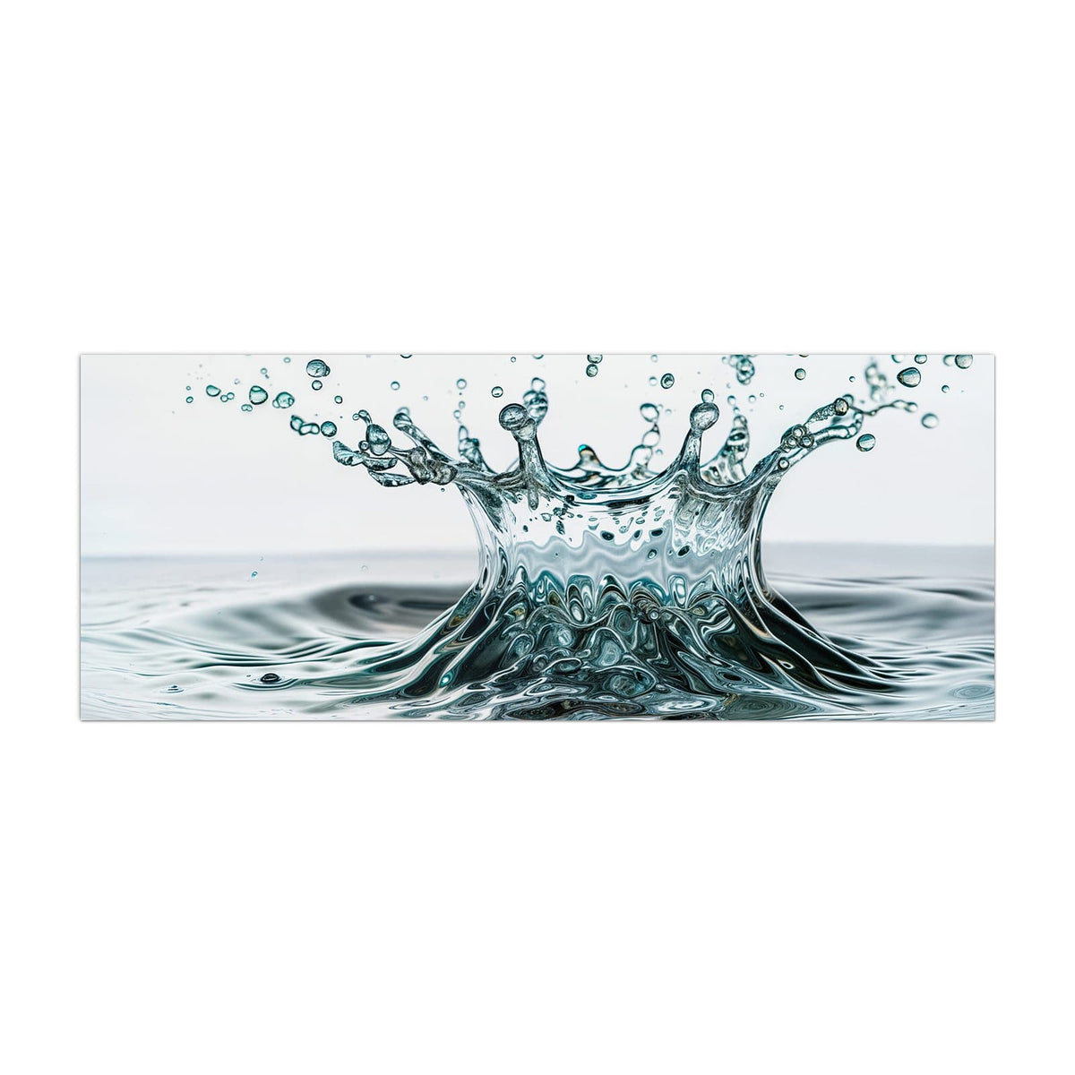Küchenrückwand aus Glas Spritzende Wasserkrone im Hochformat, Motiv bildfüllend von vorn