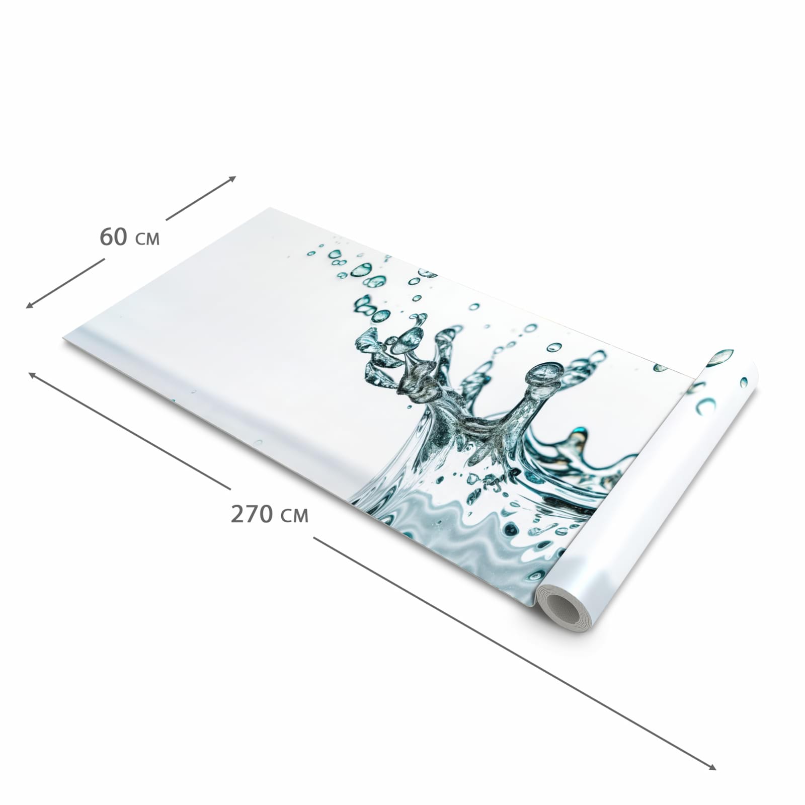 UV-beständiger Küchenteppich mit Motiv Wassertropfen Splash in der Größe 60x240 cm