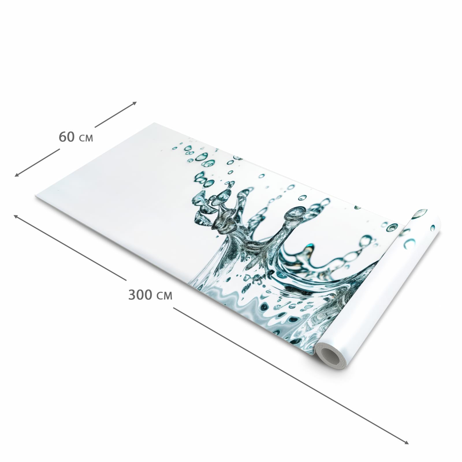 Waschbarer Küchenteppich mit Motiv Wassertropfen Splash in der Grösse 60x240 cm für Trittkomfort