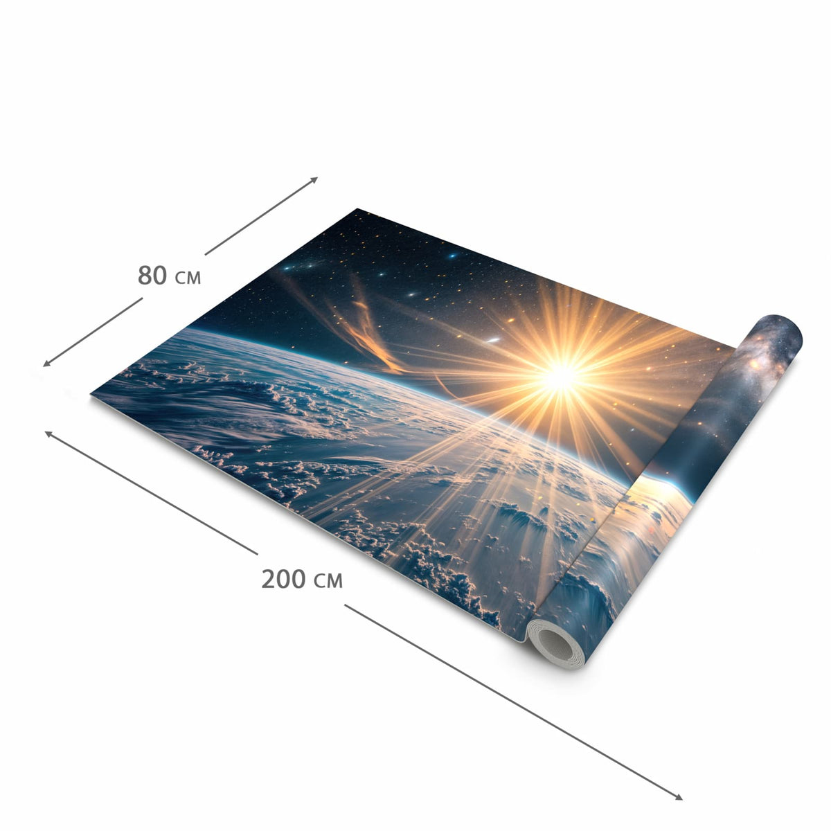 Feuchtigkeitsresistenter waschbarer Küchenteppich mit Motiv Erde von Sonnenaufgang in der Grösse 60x240 cm