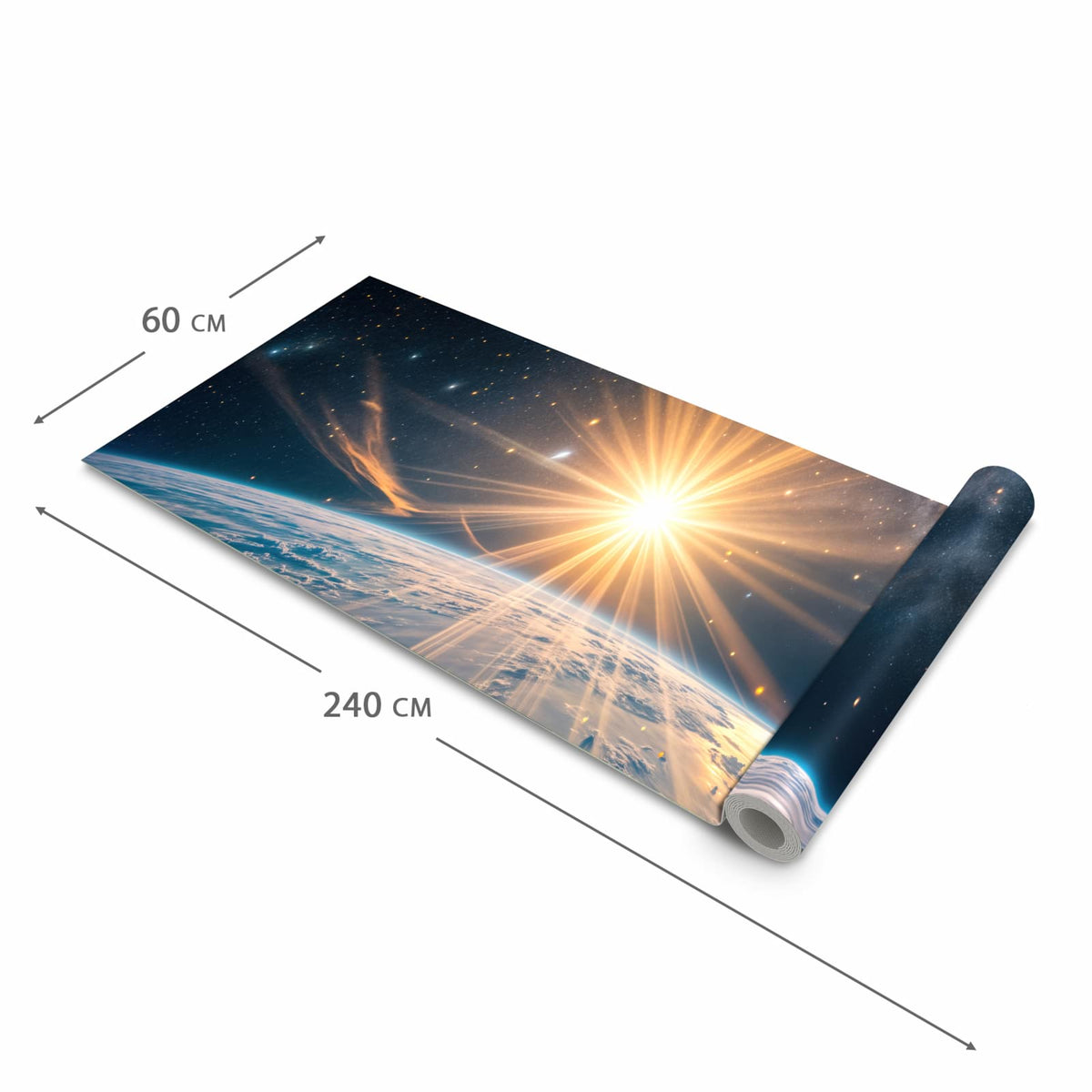 Strapazierfähiger Läufer für den Eingangsbereich mit Motiv Erde von Sonnenaufgang in der Größe 60x240 cm