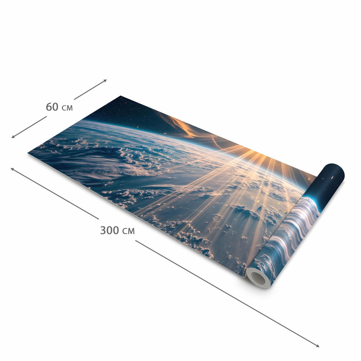 Langlebiger dünner Küchenteppich mit Motiv Erde von Sonnenaufgang in der Grösse 60x240 cm
