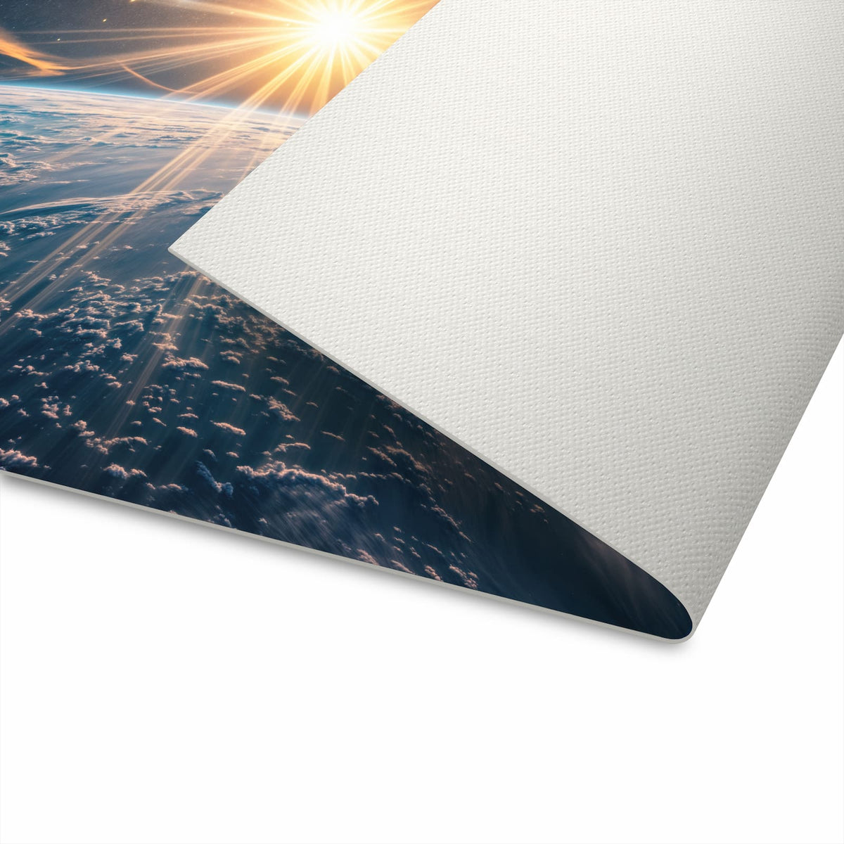 Komfortabler Küchenteppich mit Motiv Erde von Sonnenaufgang rutschfest in der Unterseite