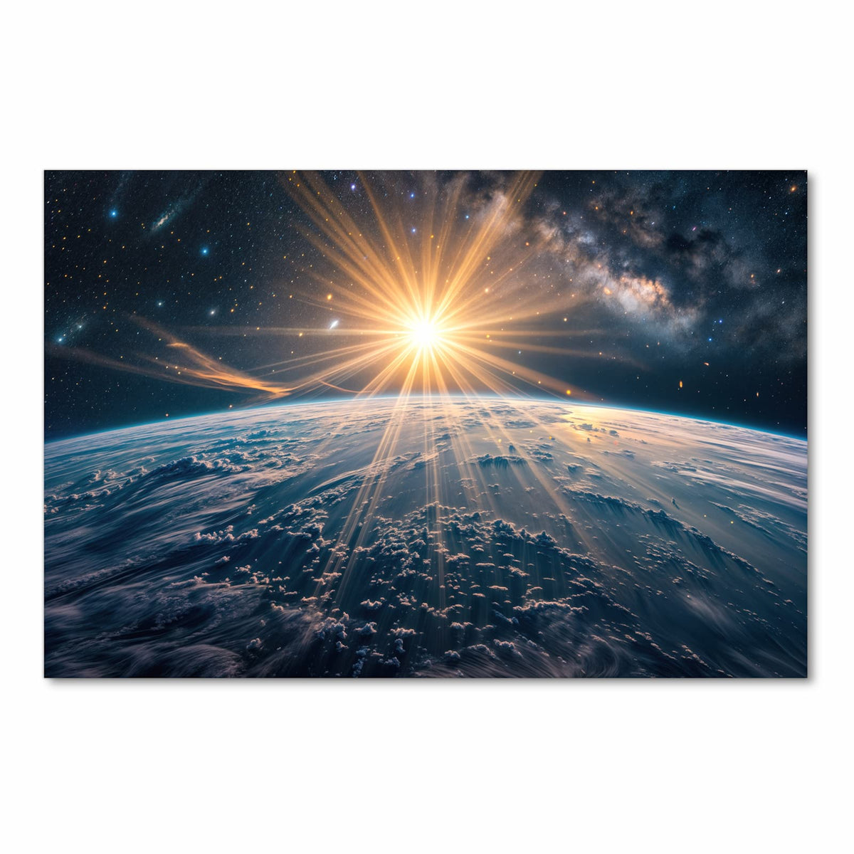 Abriebfester Küchenteppich mit Motiv Erde von Sonnenaufgang in Frontansicht