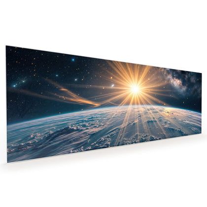 Küchenrückwand mit dem Motiv Sonne über blauer Erde