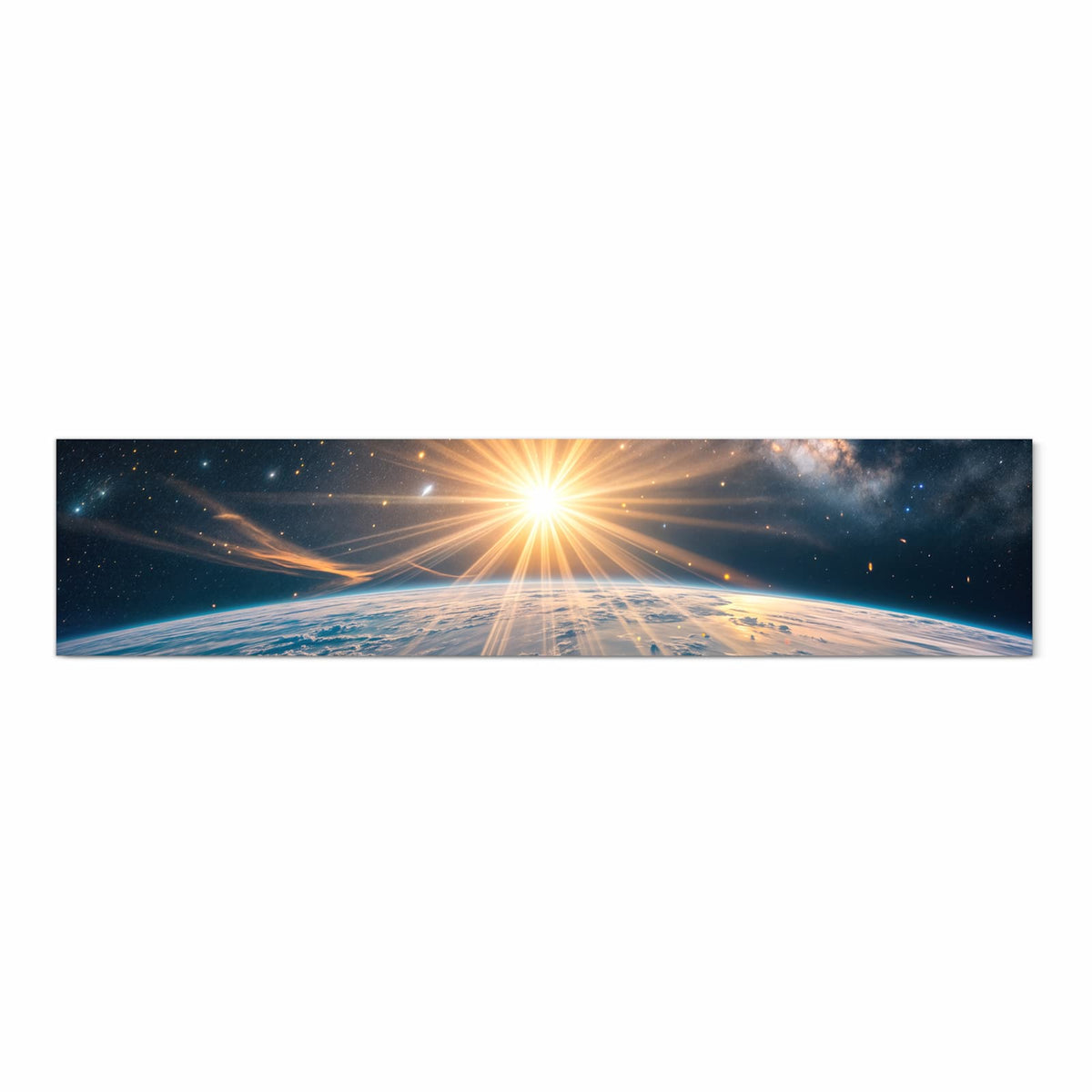 Zeitsparender Küchenteppich mit Motiv Erde von Sonnenaufgang in Frontansicht