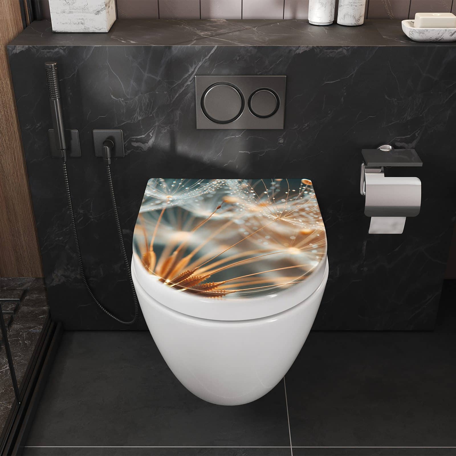 WC-Sitz mit Absenkautomatik Pusteblumenperlen