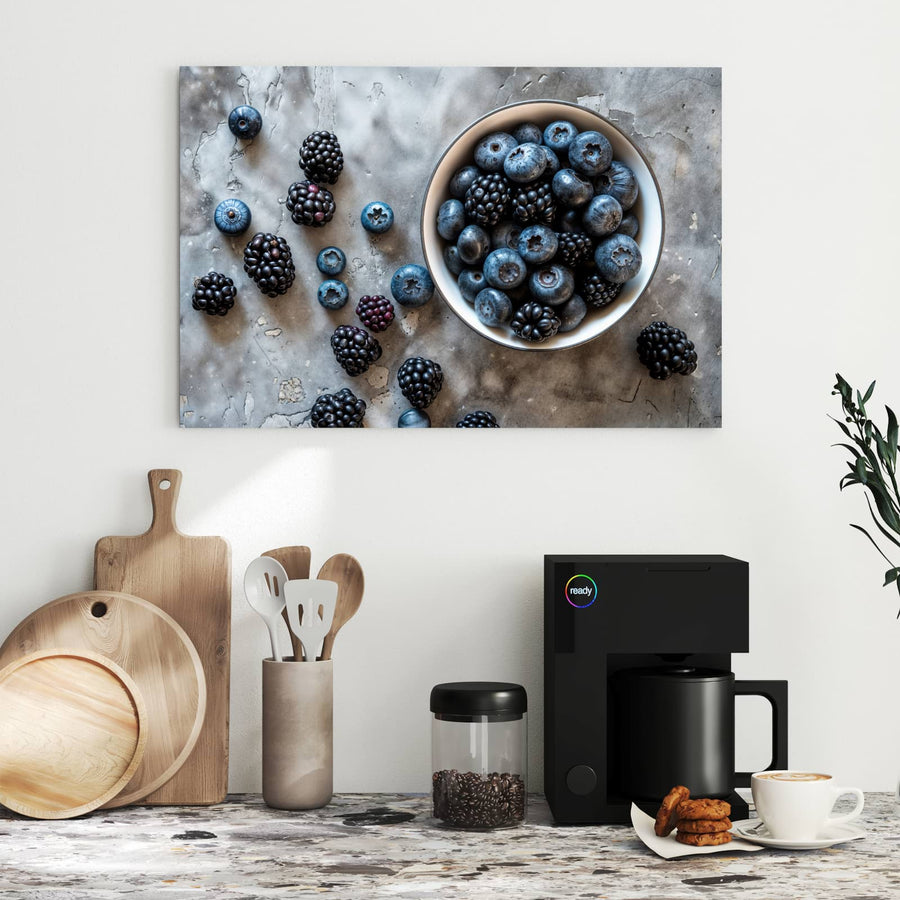 Maße Metall Magnettafel - Schale mit Blaubeeren