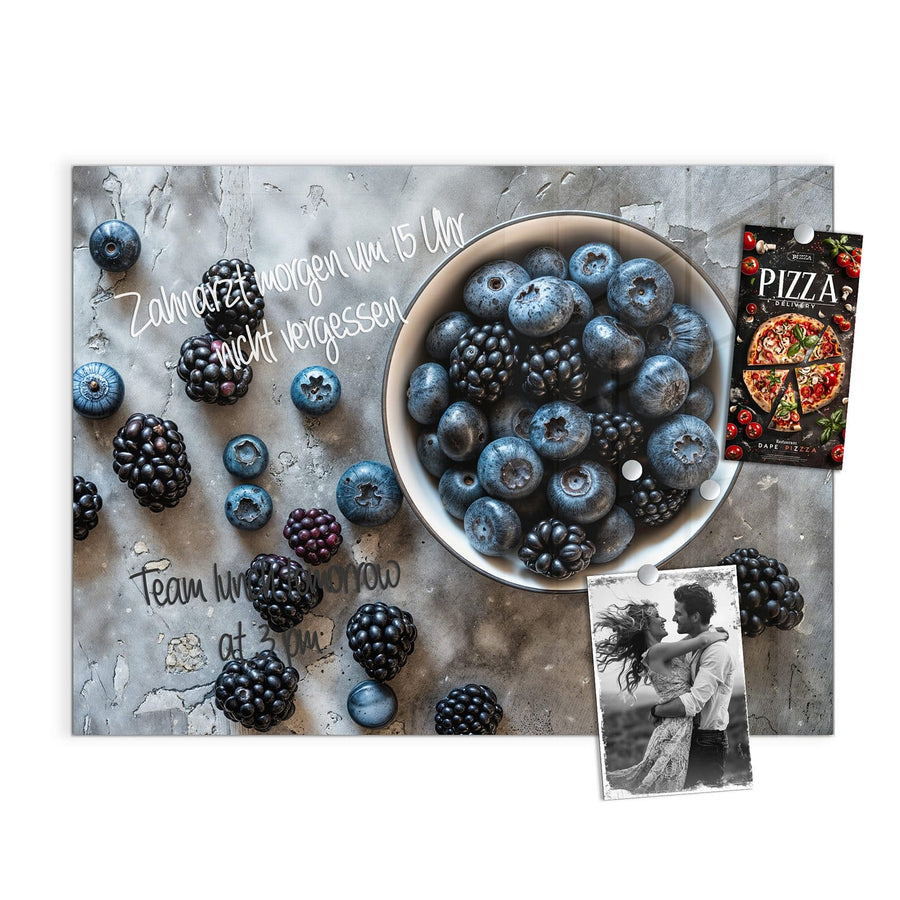 Maße Magnettafel - Schale mit Blaubeeren