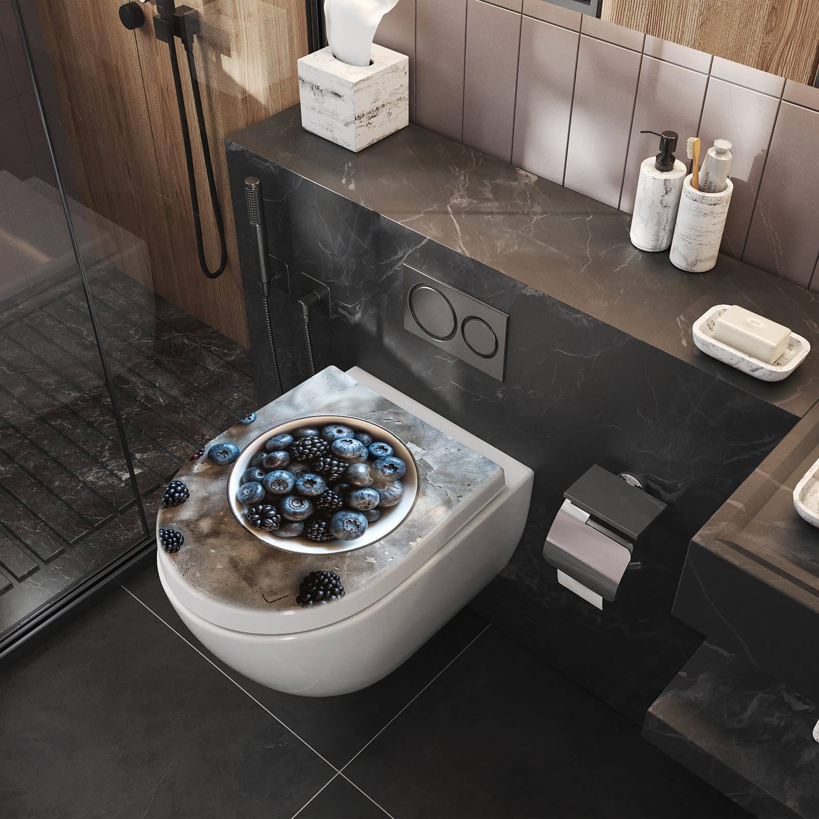 WC-Sitz mit Absenkautomatik Heidelbeeren Brombeeren