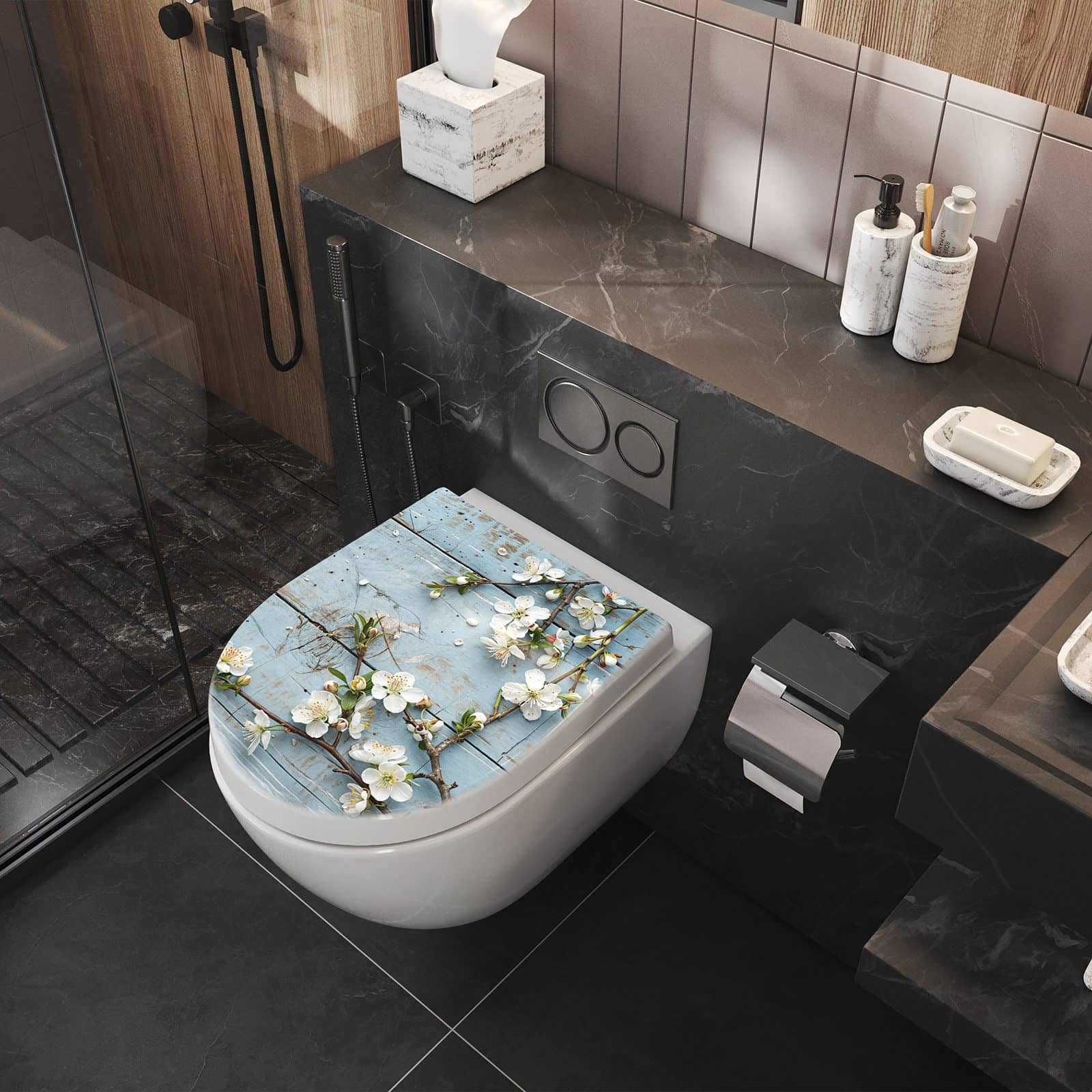 WC-Sitz mit Absenkautomatik Frühlingszweige