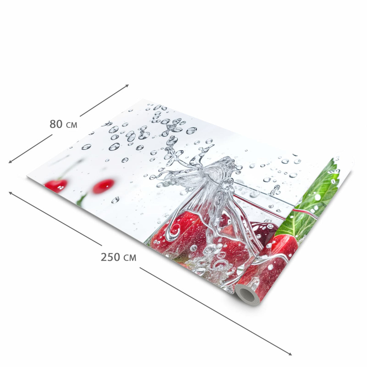 Rutschhemmender Küchenläufer mit Motiv Erdbeeren und Kirschen in der Größe 60x150 cm