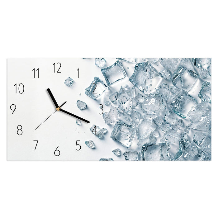 Wanduhr Eiswürfel Haufen aus Glas – Querformat 60 × 30 cm mit Ziffernblatt Elegant