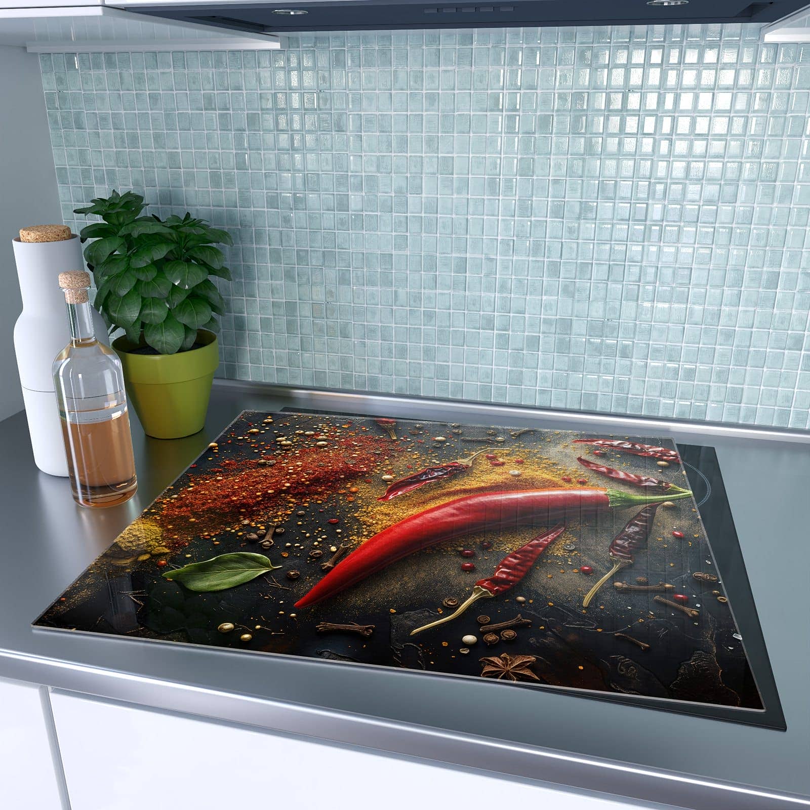 1-teilige Herdabdeckplatten aus Glas mit Gewürzmischung Ansicht-Motiv auf dem Ceranfeld