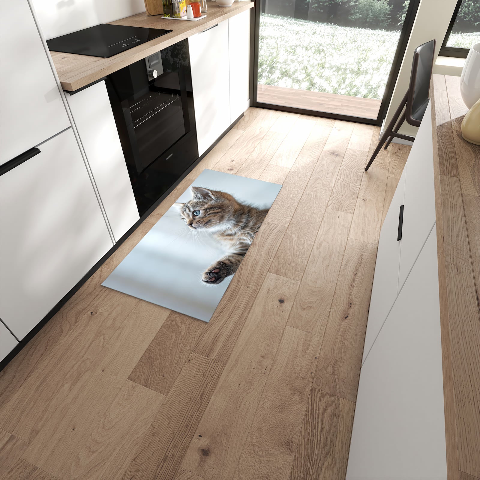Rutschfester Küchenläufer mit Motiv Kätzchen22 für sicheren Stand in moderner Küche #grösse_60 x 120 cm