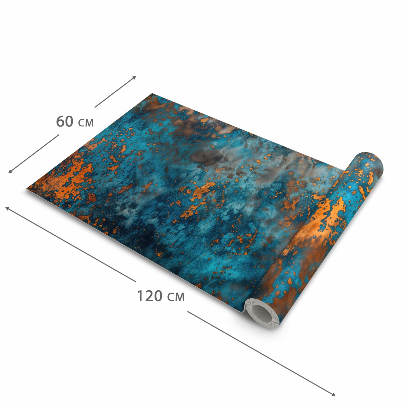 Langlebiger moderner Küchenläufer mit Motiv Blaue Maserung in der Grösse 90x180 cm