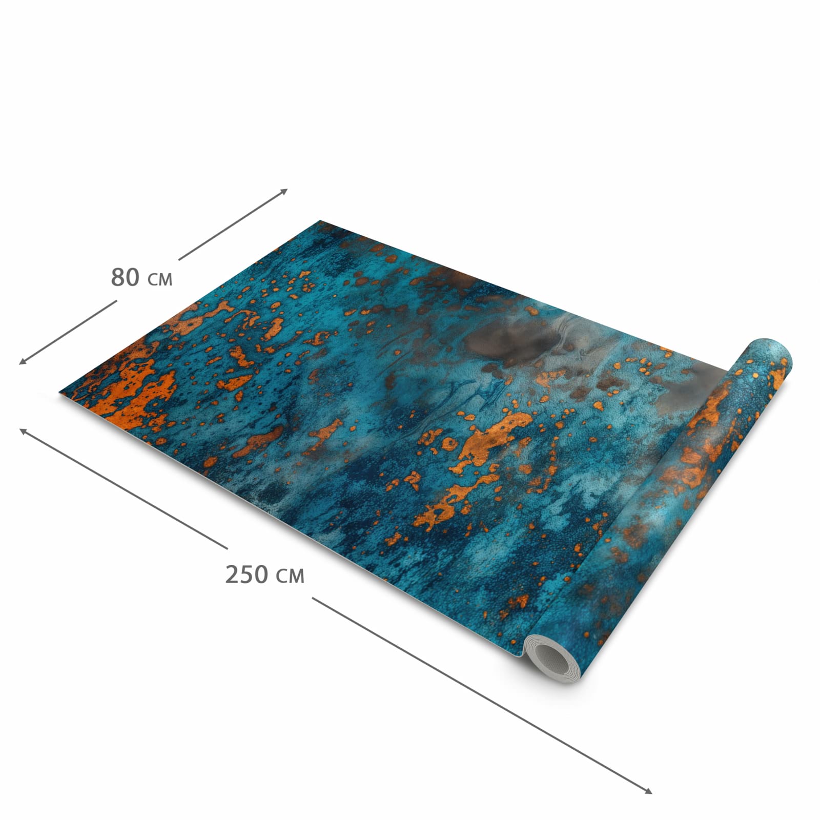 Strapazierfähiger Küchenteppich mit Motiv Blaue Maserung in der Grösse 90x180 cm