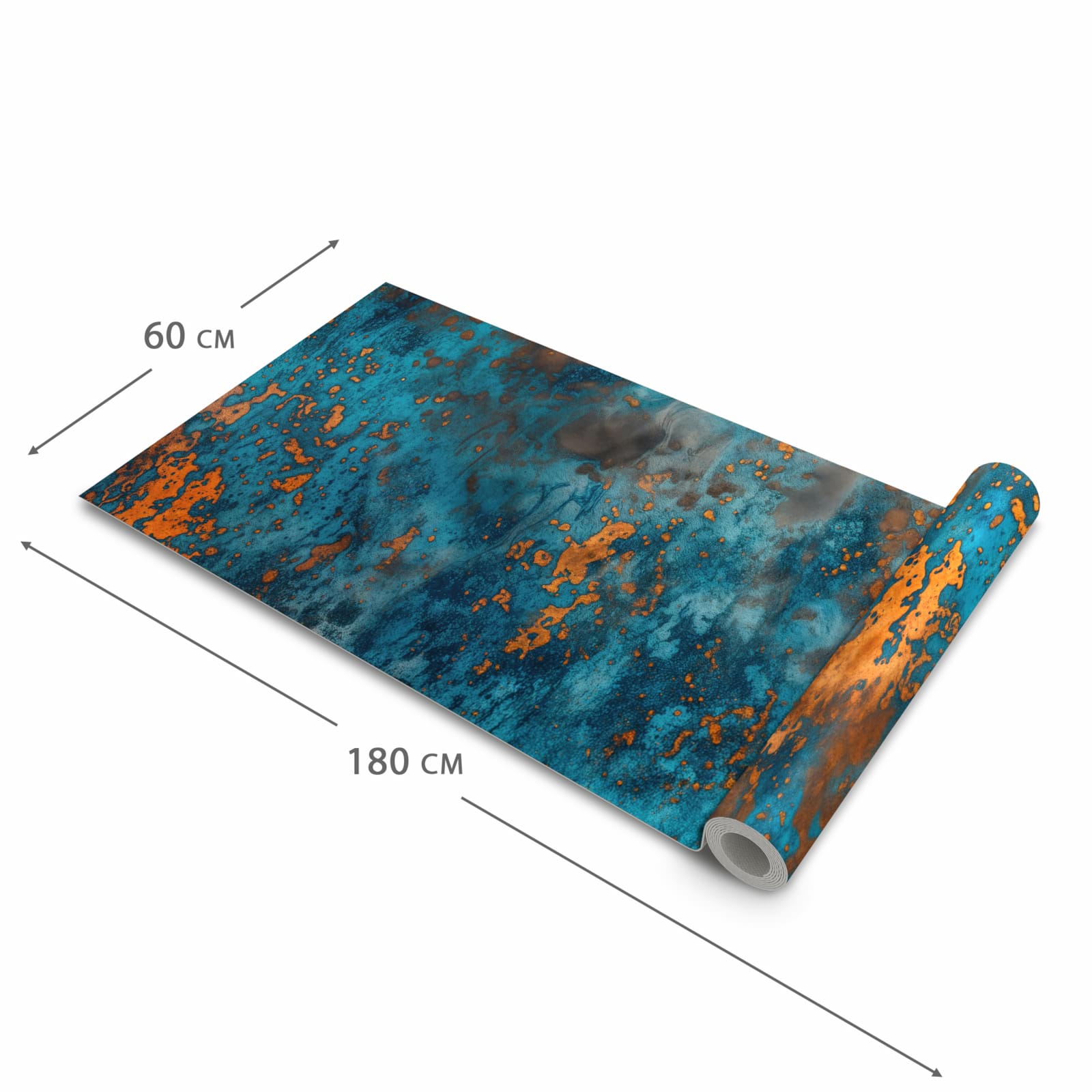 Pflegeleichter Küchenläufer mit Motiv Blaue Maserung in der Grösse 90x180 cm zum Waschen
