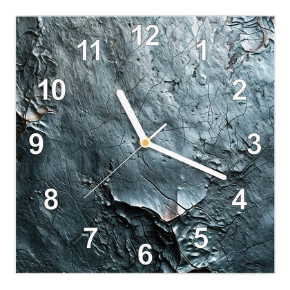 Wanduhr Quadratisch mit dem Motiv Rissiger Schiefer