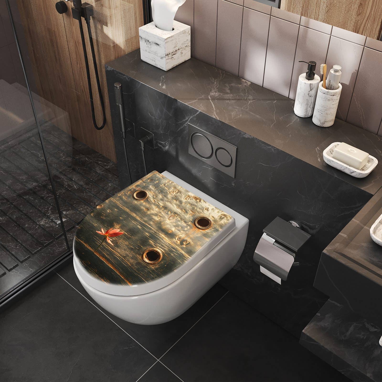 WC-Sitz mit Absenkautomatik Metallplatte Vintage