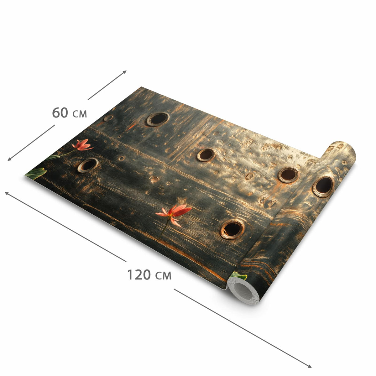 Pflegeleichter dünner Küchenteppich mit Motiv Metallplatte Vintage in der Grösse 80x300 cm