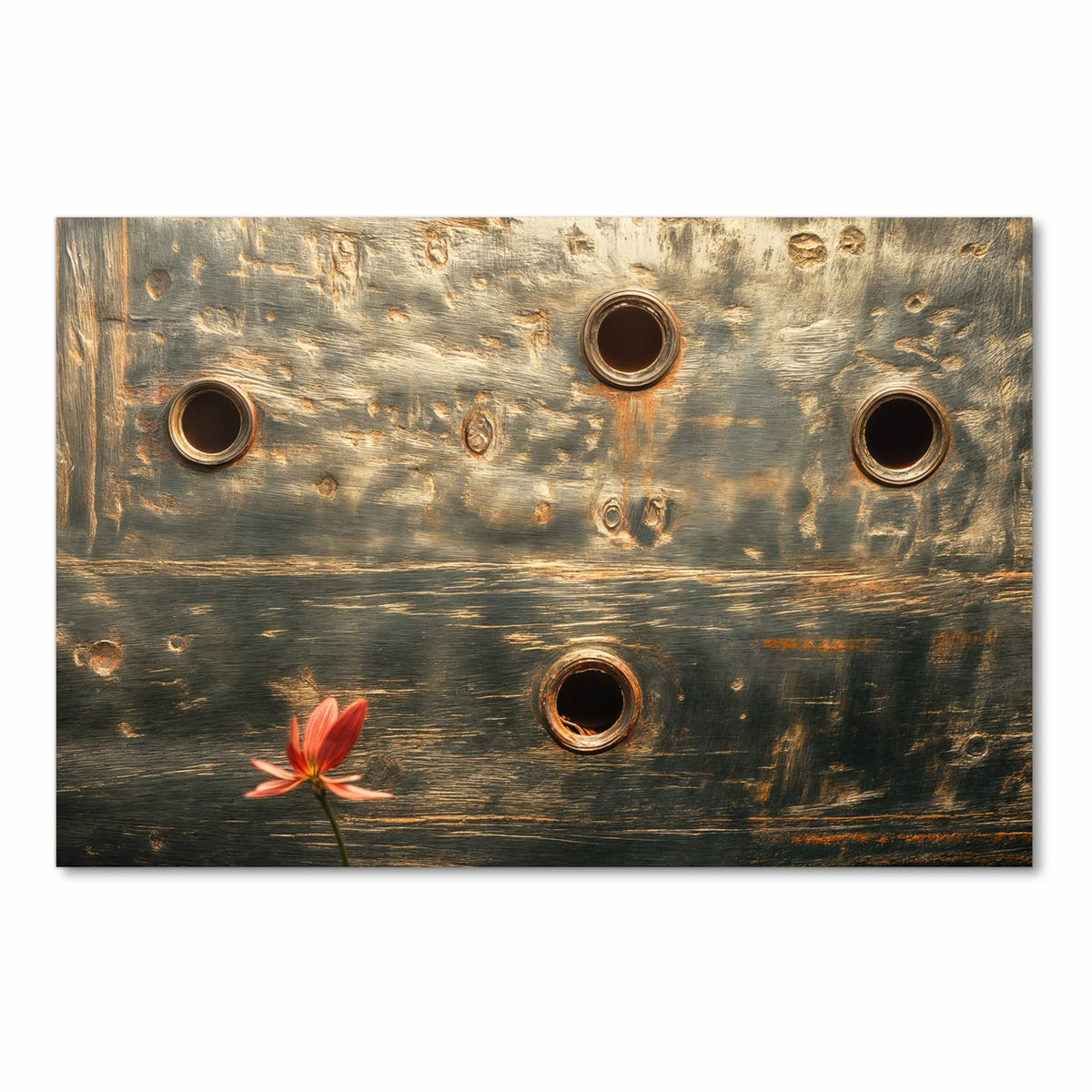 Waschbarer rutschfester Läufer mit Motiv Metallplatte Vintage in Frontansicht