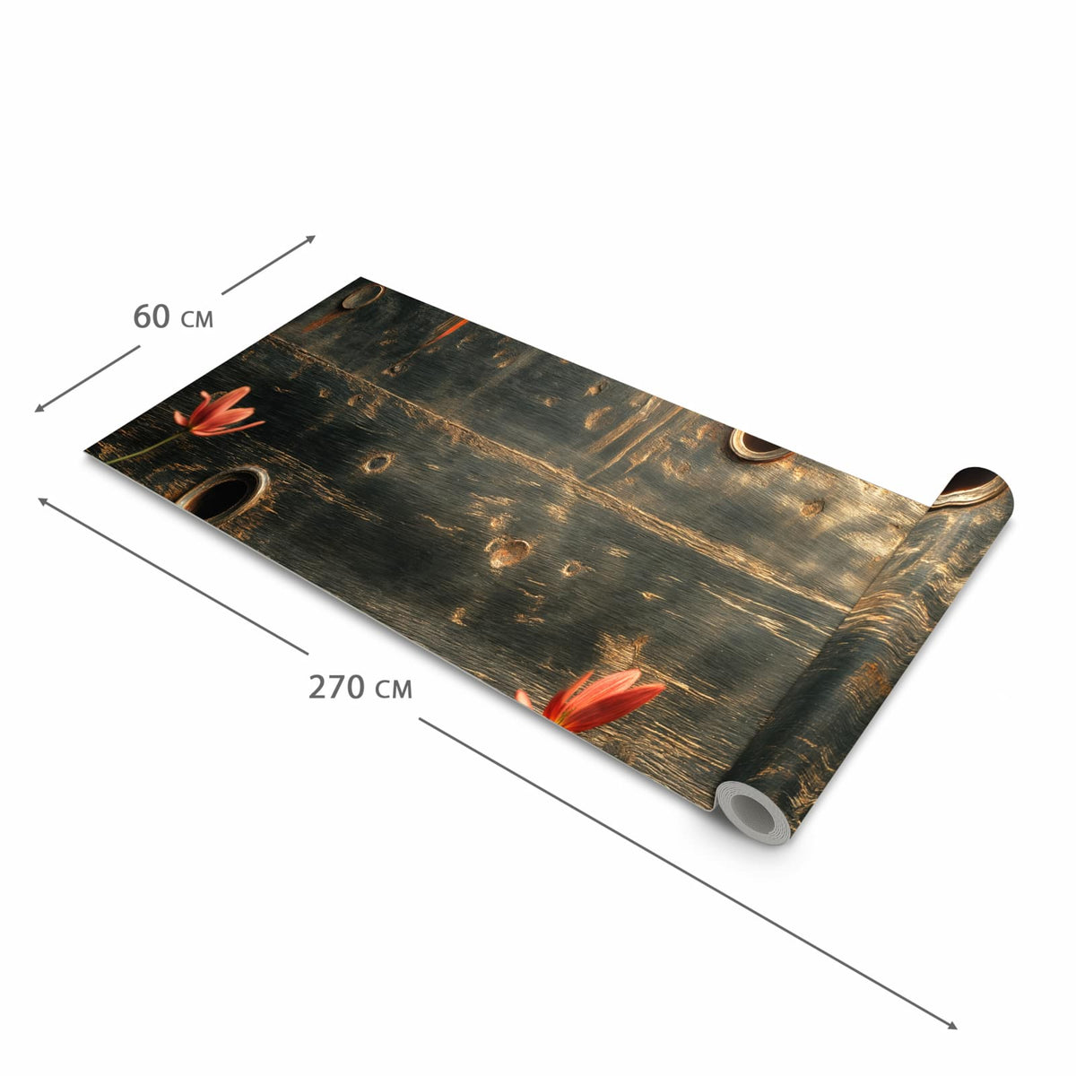 Waschbarer Teppich für Esstisch mit Motiv Metallplatte Vintage in der Größe 80x300 cm