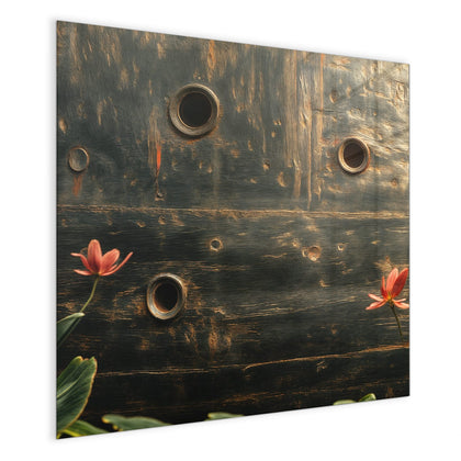Magnettafel mit dem Motiv Rote Blüten am Metall