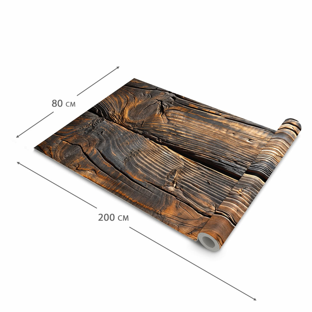 Wasserabweisender Teppichläufer für die Küche mit Motiv Holztextur Altholz in der Grösse 80x300 cm