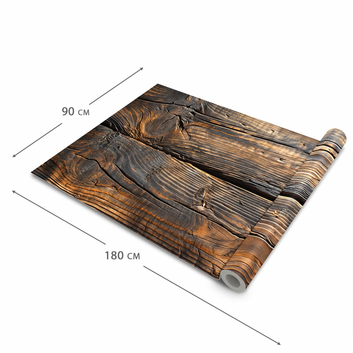 Langlebiger Läufer Eingangsbereich mit Motiv Holztextur Altholz in der Größe 80x300 cm