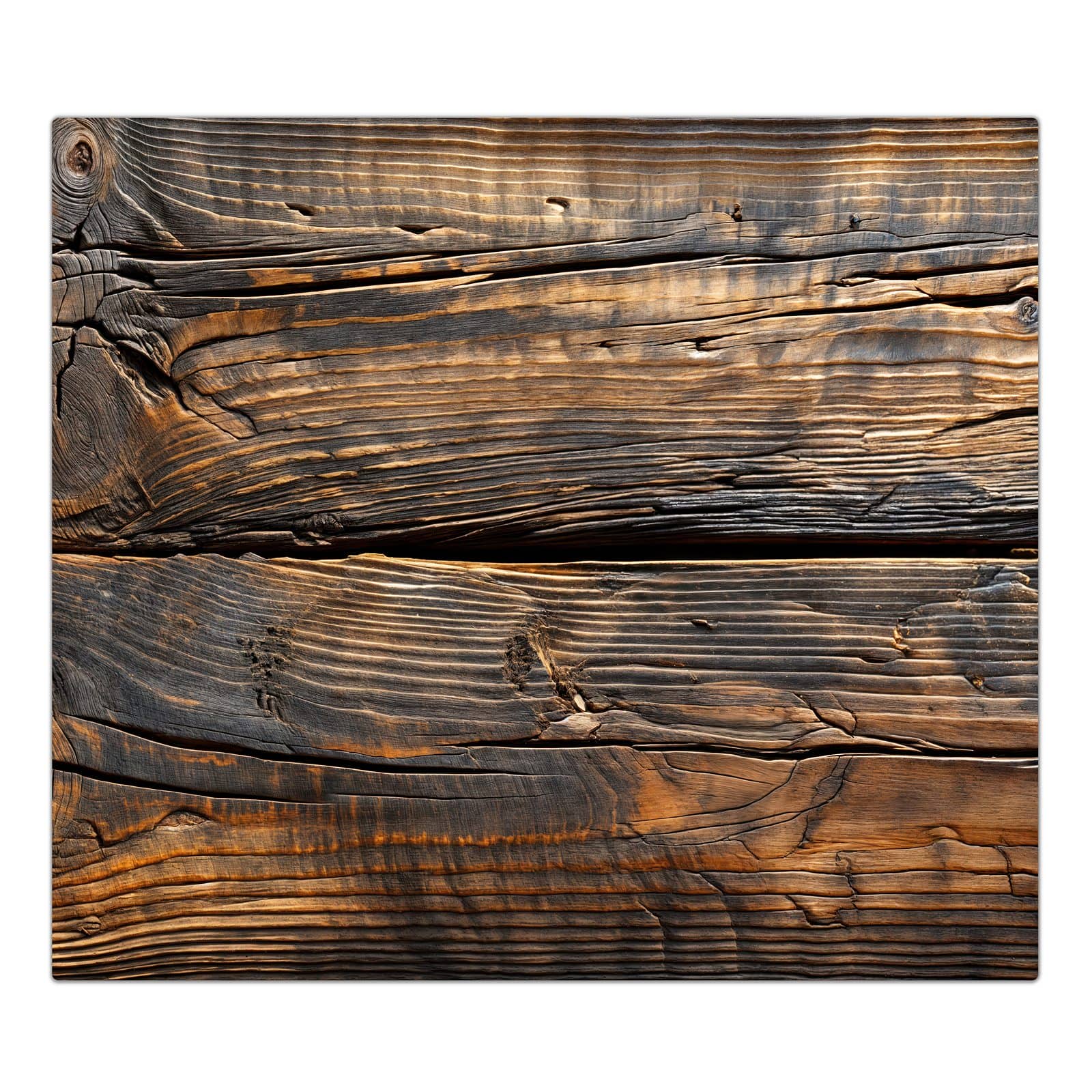 1-teilige Herdabdeckplatte mit Holztextur Altholz-Motiv in der Frontansicht #grösse_1-Teilig (60x52cm)