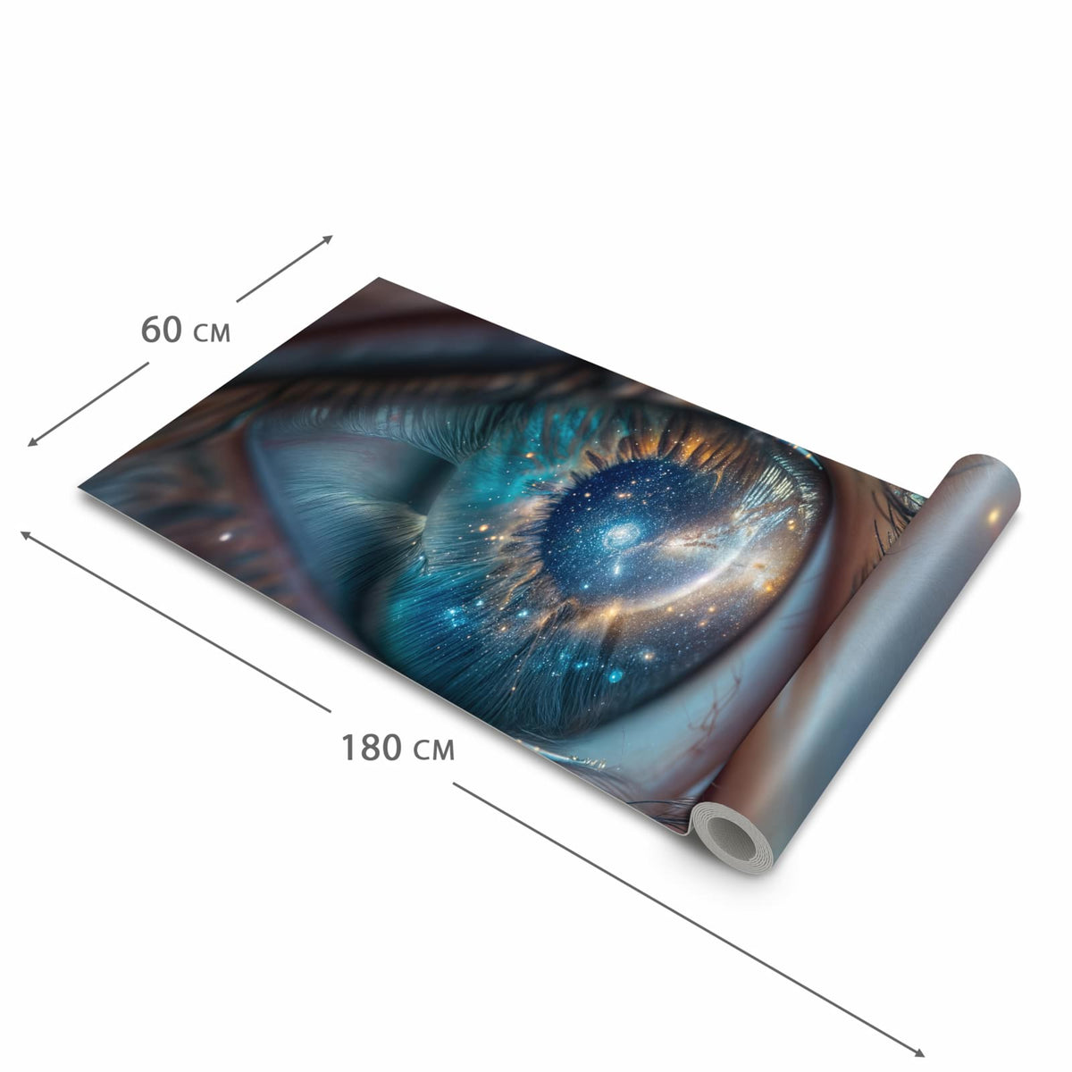 Abwaschbarer Küchenläufer mit Motiv Galaxie im Auge in der Größe 80x280 cm für angenehme Haptik