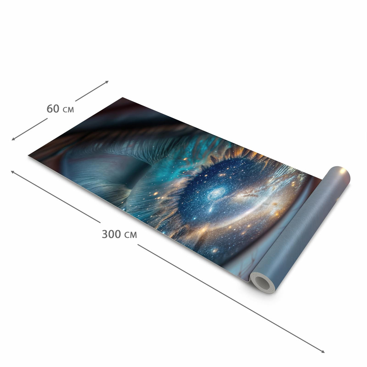 Waschbarer Küchenteppich mit Motiv Galaxie im Auge in der Größe 80x280 cm