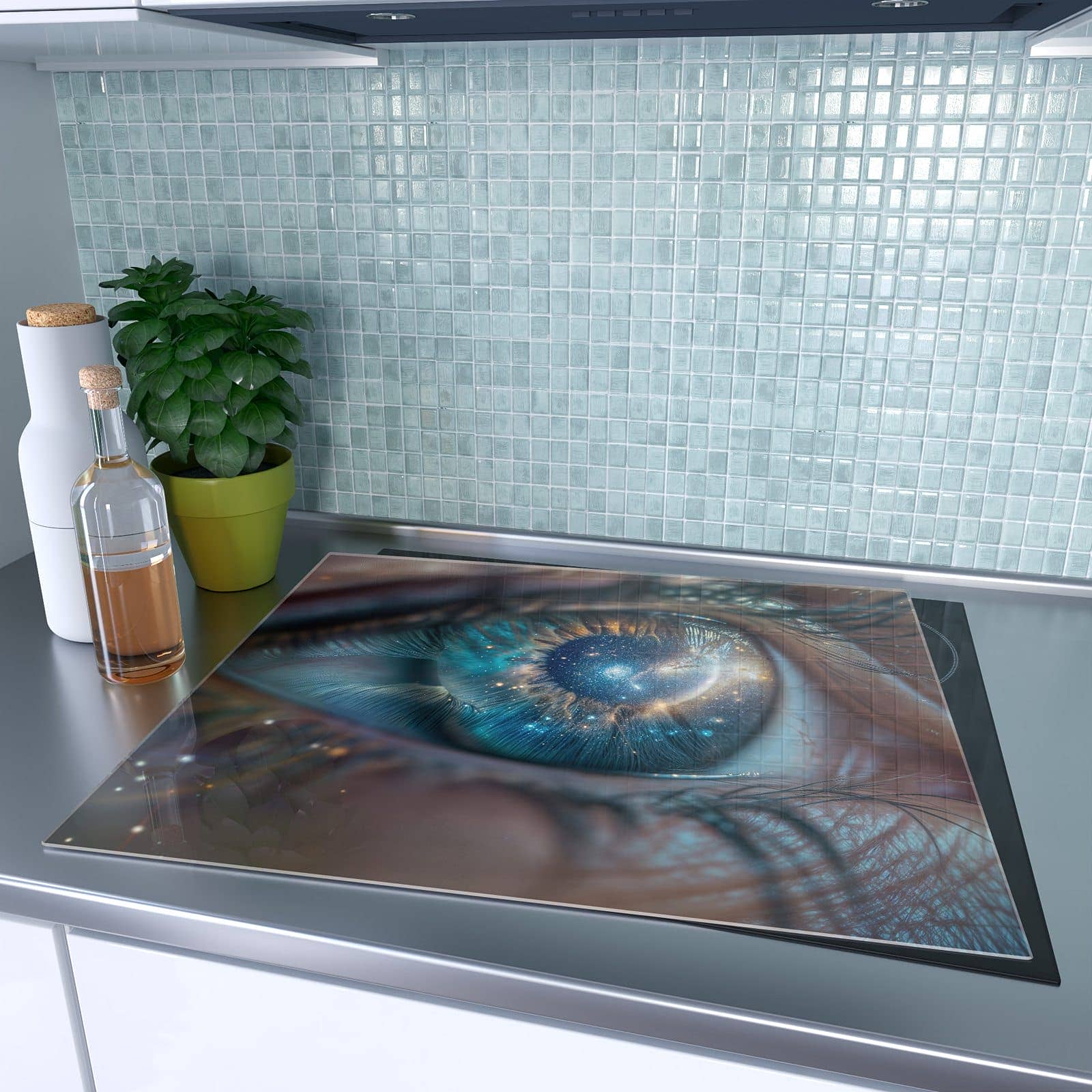 1-teilige Abdeckplatten für Ceranfeld mit Galaxie im Auge-Motiv auf dem Ceranfeld