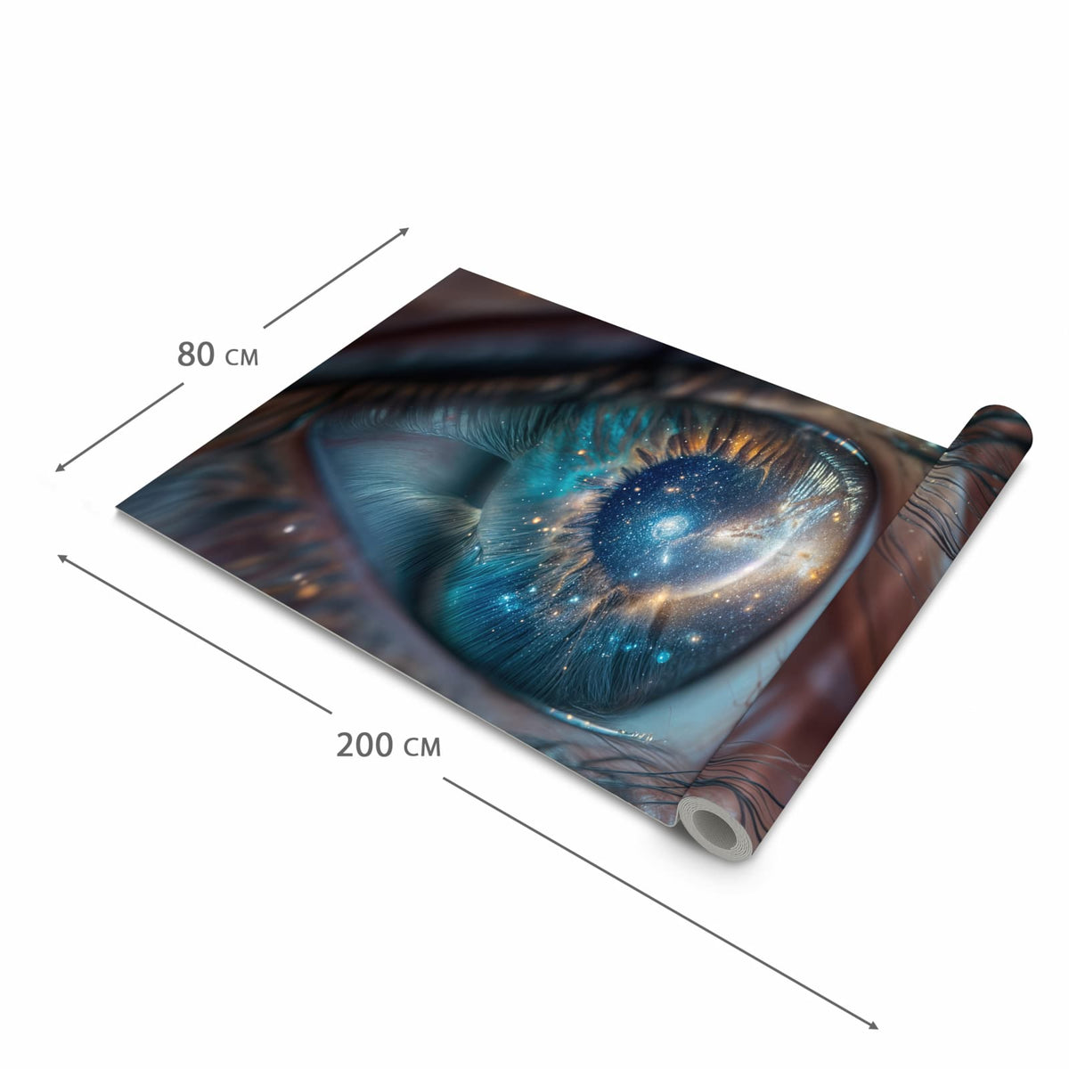 Rutschfester Küchenteppich mit Motiv Galaxie im Auge in der Grösse 80x280 cm