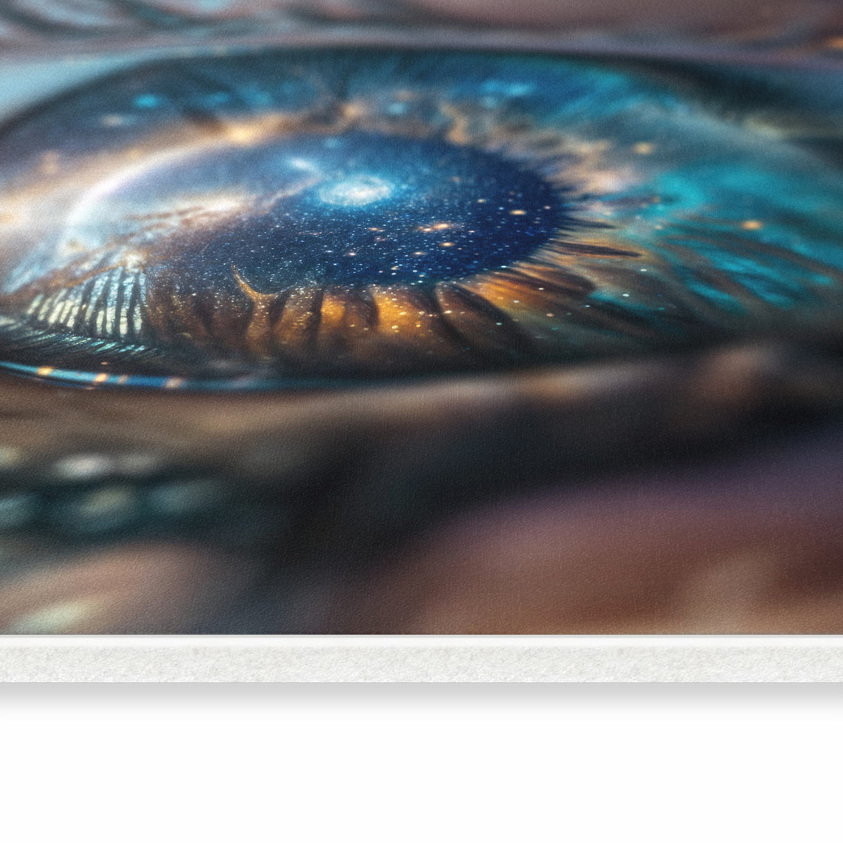 Küchenteppich mit Motiv Galaxie im Auge in seitlicher Ansicht für angenehme Haptik