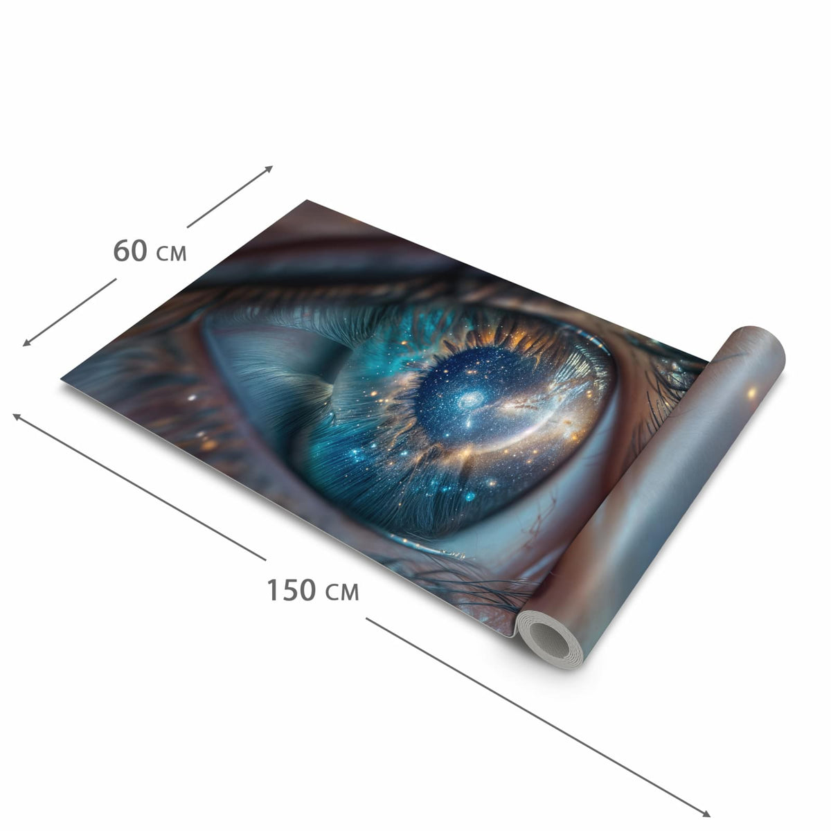 Pflegeleichter moderner Küchenläufer mit Motiv Galaxie im Auge in der Grösse 80x280 cm