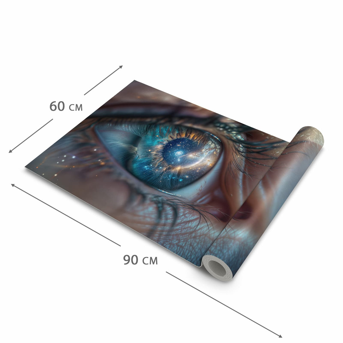 Langlebiger Teppich für Küche mit Motiv Galaxie im Auge in der Grösse 80x280 cm