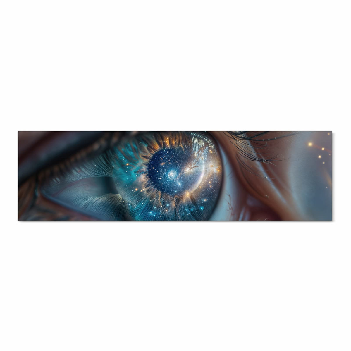 Formstabiler Küchenteppich mit Motiv Galaxie im Auge in Frontansicht