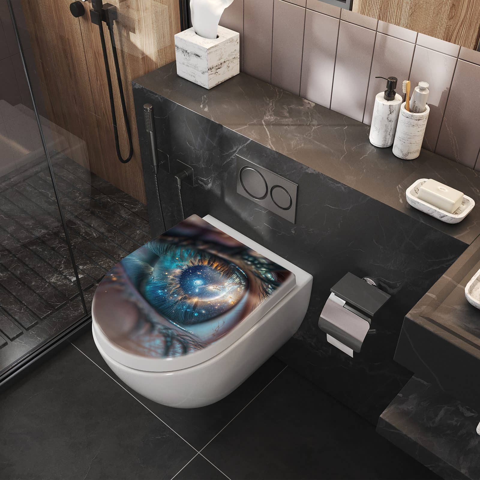 WC-Sitz mit Absenkautomatik Galaxie im Auge